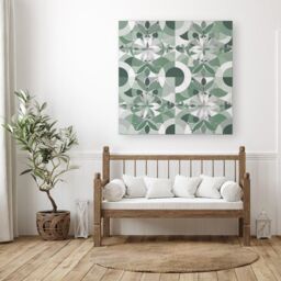 "Warren Reed - Designer Geometric Pastel Green Canvas - Size: W16"" x H16""" - thumbnail 3