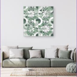 "Warren Reed - Designer Geometric Pastel Green Canvas - Size: W16"" x H16""" - thumbnail 4
