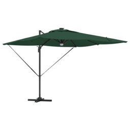 Berkfield Home Cantilever Roma Parasol with LEDs Green 286x285x270 cm Aluminium - Size: 286 x 285 x 270 cm - thumbnail 2
