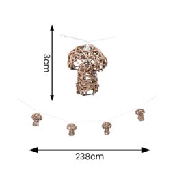 ValueLights Mushroom Rattan 10 x Battery Operated Outdoor Garden String Lights in Brown - thumbnail 4