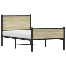 Berkfield Home Metal Bed Frame without Mattress Sonoma Oak 90x190 cm Single in Light Brown - thumbnail 4