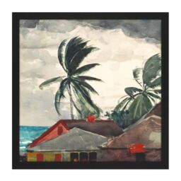"Artery8 Wall Art Print Homer Hurricane Bahamas Painting Square Framed Picture 16X16 Inch in Black - Size: W16"" x H16""" - thumbnail 1