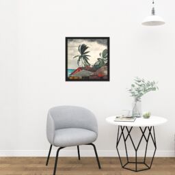 "Artery8 Wall Art Print Homer Hurricane Bahamas Painting Square Framed Picture 16X16 Inch in Black - Size: W16"" x H16""" - thumbnail 2