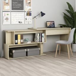 Berkfield Home Corner Desk Sonoma Oak 200x50x76 cm Engineered Wood in Brown - Size: 200 x 50 x 76 cm