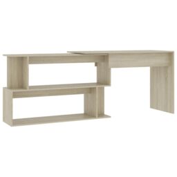 Berkfield Home Corner Desk Sonoma Oak 200x50x76 cm Engineered Wood in Brown - Size: 200 x 50 x 76 cm - thumbnail 2