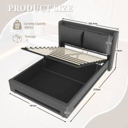 Direct Wicker Velvet Upholstered Storage Super King Bed Frame, Hydraulic Lift in Dark Grey - thumbnail 2