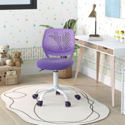Costway School Desk Chair Ergonomic Study Chair Rolling Swivel Task Chair with Adjustable Height Purple - thumbnail 5