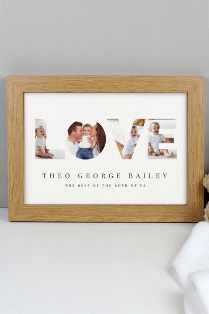 Personalised Memento Company Personalised LOVE Photo Upload A4 Oak Framed Print in Light Oak - image 1