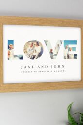 Personalised Memento Company Personalised LOVE Photo Upload A4 Oak Framed Print in Light Oak - thumbnail 3