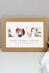 Personalised Memento Company Personalised LOVE Photo Upload A4 Oak Framed Print in Light Oak - thumbnail 1