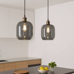 CGC Lighting Lorna Smoked Glass Cylinder Lampshade in Dark Grey - thumbnail 4