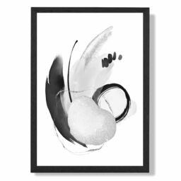 ARTZE Abstract Black & White Watercolour Shapes Framed Print SIZE: A4 with Black Frame - thumbnail 1