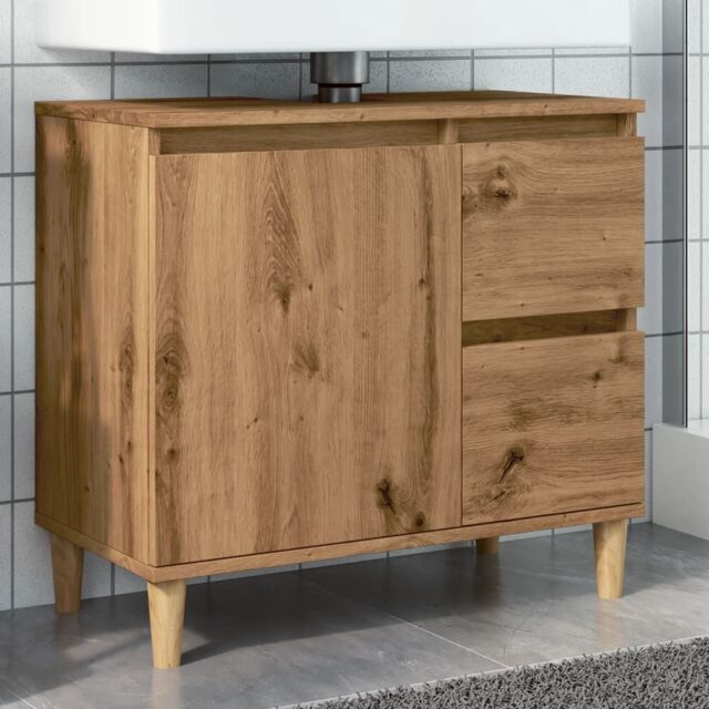 Berkfield Home Sink Cabinet Artisan Oak 65x33x60 cm Engineered Wood in Brown - Size: 65 x 33 x 60 cm - image 1
