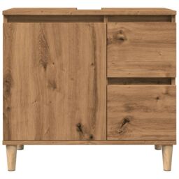 Berkfield Home Sink Cabinet Artisan Oak 65x33x60 cm Engineered Wood in Brown - Size: 65 x 33 x 60 cm - thumbnail 4