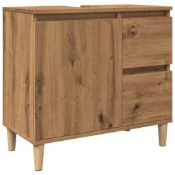 Berkfield Home Sink Cabinet Artisan Oak 65x33x60 cm Engineered Wood in Brown - Size: 65 x 33 x 60 cm - thumbnail 2