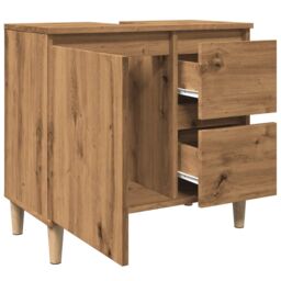 Berkfield Home Sink Cabinet Artisan Oak 65x33x60 cm Engineered Wood in Brown - Size: 65 x 33 x 60 cm - thumbnail 5