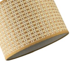 Happy Homewares Vintage Reeded Paper Round Lamp Shade with Taupe Cotton Fabric Trims - Size: 10 inches - thumbnail 3