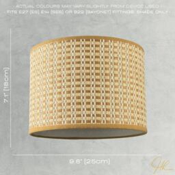 Happy Homewares Vintage Reeded Paper Round Lamp Shade with Taupe Cotton Fabric Trims - Size: 10 inches - thumbnail 7