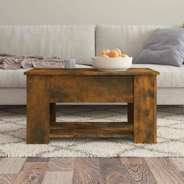 Berkfield Home Modern Coffee Table Smoked Oak 79x49x41 cm Engineered Wood in Brown - Size: 79 x 49 x 41 cm - image 1