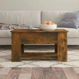 Berkfield Home Modern Coffee Table Smoked Oak 79x49x41 cm Engineered Wood in Brown - Size: 79 x 49 x 41 cm