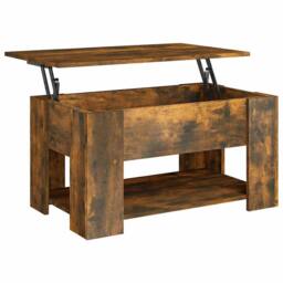 Berkfield Home Modern Coffee Table Smoked Oak 79x49x41 cm Engineered Wood in Brown - Size: 79 x 49 x 41 cm - thumbnail 3