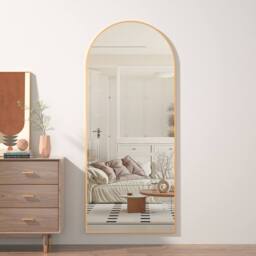 CASSILANDO Arched Full Length Mirror with HD Shatterproof Glass Panel in Gold - Size: 162 cm x 53 cm x 1.4 cm - thumbnail 2