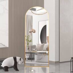 CASSILANDO Arched Full Length Mirror with HD Shatterproof Glass Panel in Gold - Size: 162 cm x 53 cm x 1.4 cm - thumbnail 5