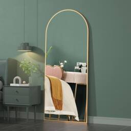 CASSILANDO Arched Full Length Mirror with HD Shatterproof Glass Panel in Gold - Size: 162 cm x 53 cm x 1.4 cm