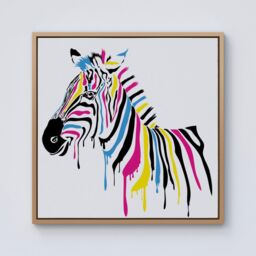 Warren Reed - Designer Multi Coloured Zebra Framed Canvas in Light Brown - Size: w40 inch x h40 inch - thumbnail 1