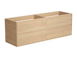 Vente-unique Bathroom Unit With Double Stone Countertop Basin & Mirror - Oak in Light Oak - thumbnail 8
