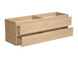 Vente-unique Bathroom Unit With Double Stone Countertop Basin & Mirror - Oak in Light Oak - thumbnail 9