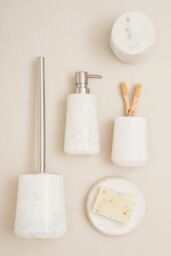 Orsina Dark Grey Toilet Brush, Marble Effect Lavatory Brush, Bathroom Toilet Scrubber Brush For Modern Interiors in White - thumbnail 3