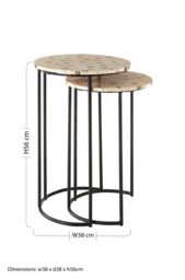 Orsina Set of 2 Pearl Side Nesting Tables, Round Top Tables with Black Iron Legs, Couch Side Tables for Living Room in Brown - thumbnail 6