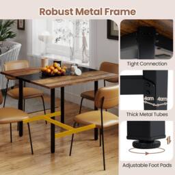 Gymax Square Meeting Room Table Industrial 4-Person Conference Table in Brown - thumbnail 4