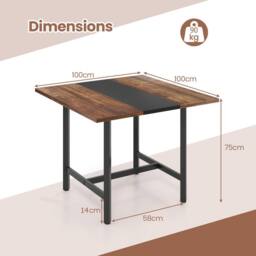 Gymax Square Meeting Room Table Industrial 4-Person Conference Table in Brown - thumbnail 2