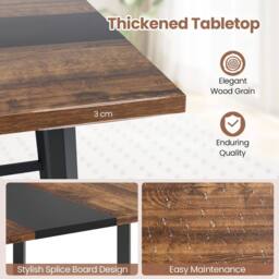 Gymax Square Meeting Room Table Industrial 4-Person Conference Table in Brown - thumbnail 5