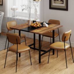 Gymax Square Meeting Room Table Industrial 4-Person Conference Table in Brown - thumbnail 7