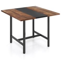 Gymax Square Meeting Room Table Industrial 4-Person Conference Table in Brown - thumbnail 8