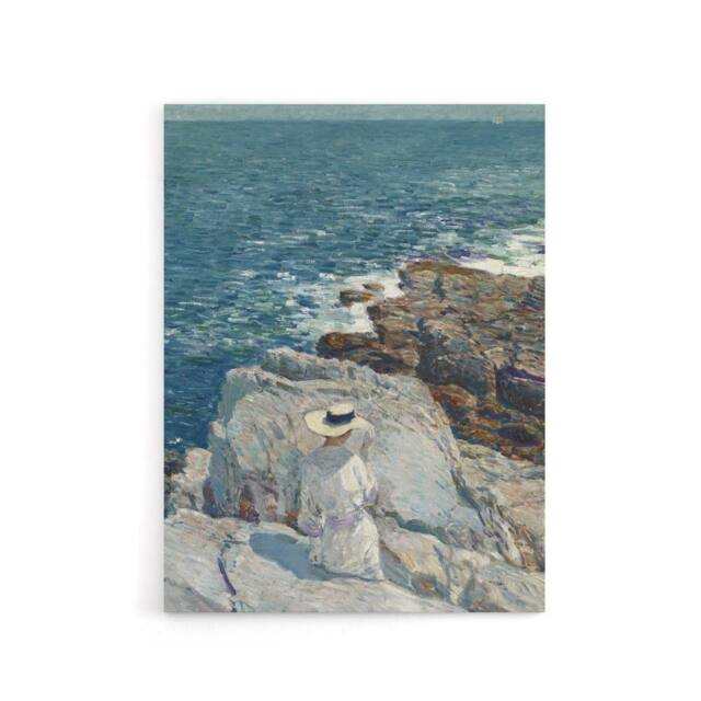 "Artery8 South Ledges Rocky Coastal Landscape Hassam Canvas Wall Art Print - Size: W12"" x H16""" - image 1