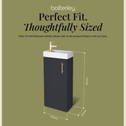 Balterley Floor Standing Vanity Basin 400mm Satin Soft Black & Brushed Brass Handle in Grey - thumbnail 5