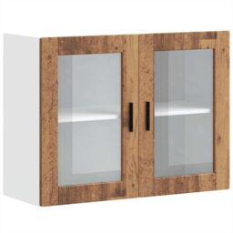 Berkfield Home Kitchen Wall Cabinet with Glass Door Porto Old Wood in Brown - thumbnail 2