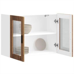 Berkfield Home Kitchen Wall Cabinet with Glass Door Porto Old Wood in Brown - thumbnail 5