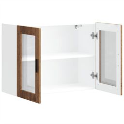 Berkfield Home Kitchen Wall Cabinet with Glass Door Porto Old Wood in Brown - thumbnail 6