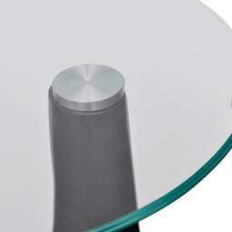 Berkfield Home Coffee Table with Round Glass Top High Gloss Black - thumbnail 5