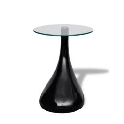 Berkfield Home Coffee Table with Round Glass Top High Gloss Black - thumbnail 3