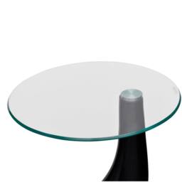 Berkfield Home Coffee Table with Round Glass Top High Gloss Black - thumbnail 4