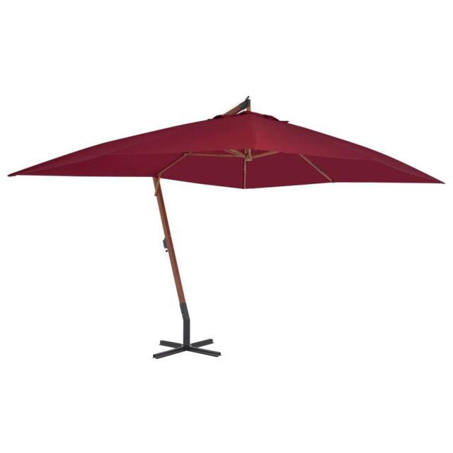 Berkfield Home Cantilever Umbrella with Wooden Pole 400x300 cm Bordeaux Red - image 1