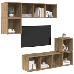 Berkfield Home 4 pcs Artisan oak 37 x 37 x 142.5 cm Engineered wood in Brown - thumbnail 3
