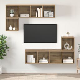 Berkfield Home 4 pcs Artisan oak 37 x 37 x 142.5 cm Engineered wood in Brown - thumbnail 4