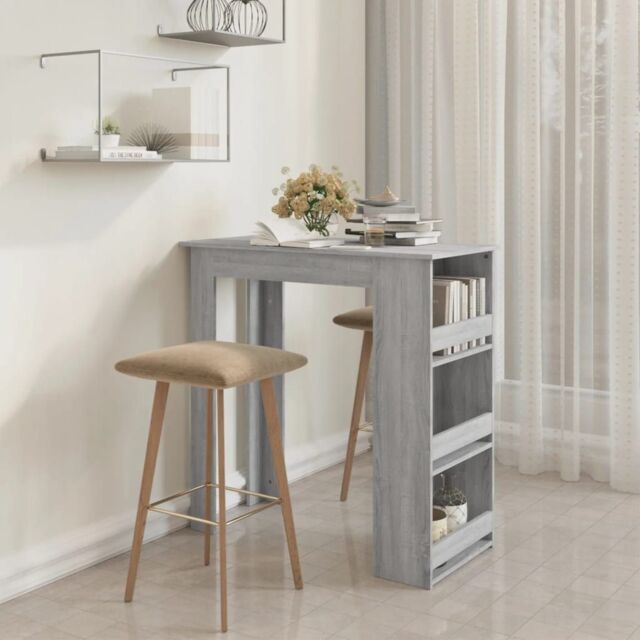 Berkfield Home Bar Table with Storage Rack Grey Sonoma 102x50x103.5cm Engineered Wood - Size: 102x50x103.5 cm - image 1
